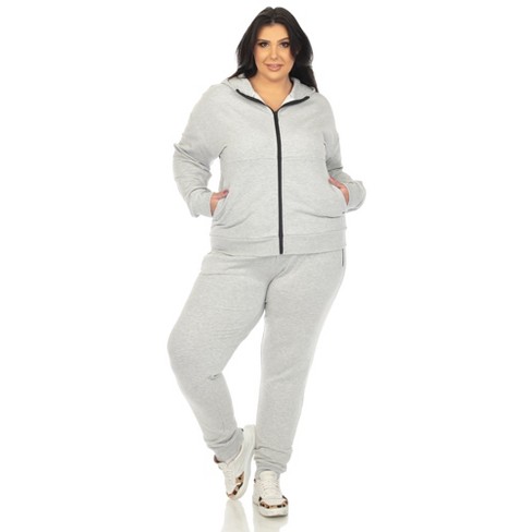 Cheibear Womens 2 Piece Outfits Sweatsuit Outfits Hooded Crop Sweatshirt  And Jogger Tracksuit Set Grey Small : Target