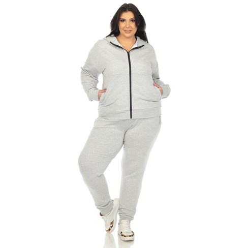 White Mark Women's Plus Size 2 Piece Velour Tracksuit Set