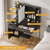 Coucheta Makeup Vanity Set with Lights & Power Outlet - Vanity Desk with 2 Drawers, 9 Shelves & Cushioned Stool - 4 of 4