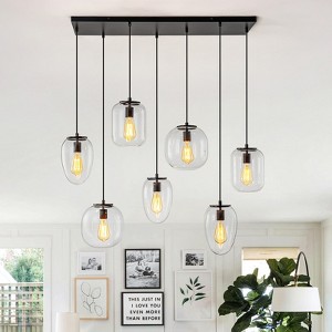 LLHZSY Black Island Pendant Chandelier 35 2/5" Wide Modern Industrial 7-Light Fixture for Dining Room Kitchen - 1 of 4