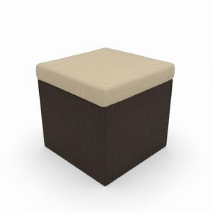 Covers & All Universal 20 in Cube Outdoor Ottoman, Jacobean Wicker w / Sunbrella Cushion - 1 of 4