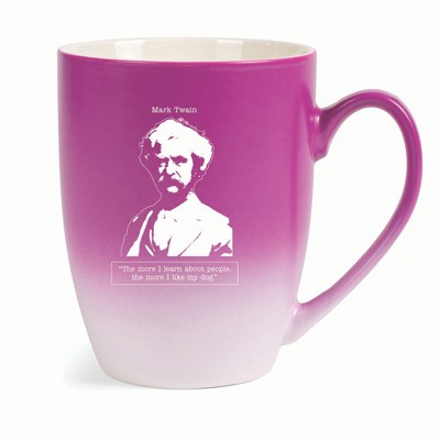 Elanze Designs The More I Learn About People The More I Like My Dog Two Toned Ombre Matte 10 ounce New Bone China Coffee Tea Cup Mug, Pink and White