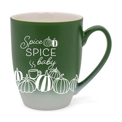 Elanze Designs Spice Spice Baby Two Toned Ombre Matte Green and White 12 ounce Ceramic Stoneware Coffee Cup Mug