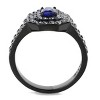 Slickblue Women’s Engagement Montana Blue Synthetic Glass Ring, Ion Plated Stainless Steel, Halo Style, Sizes 5-10 - 3 of 4