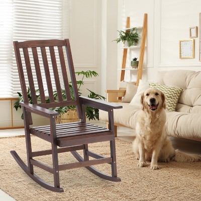 VYNXARIA Acacia Indoor Rocking Chair, Outdoor Solid Wood Patio Furniture New Style Brown
