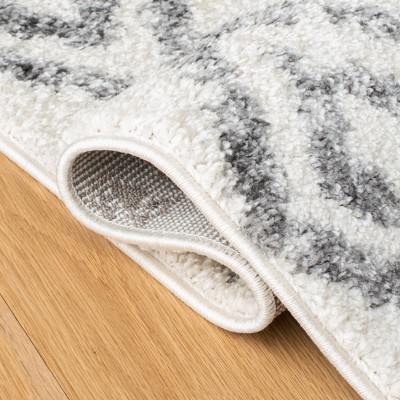 Ivory and Gray Geometric Hand-Knotted Rectangular Area Rug