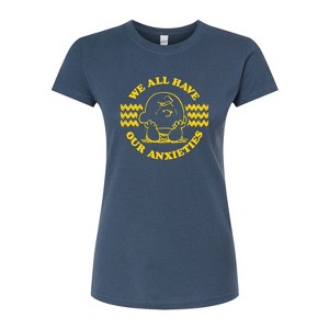 Women's - Peanuts - We All Have Our Anxieties Fitted Graphic T-Shirt - 1 of 4