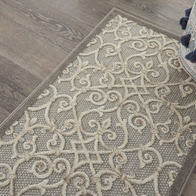 Aloha Scroll High-Low Pile Indoor/Outdoor Rectangular Rug