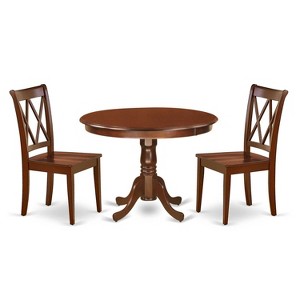 Antique Round Dining Set - 42 Inch Table with 2 Double X Back Chairs - Home Decor - 1 of 4