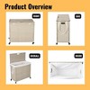 Gulches 160L Gray Laundry Hamper: PE Rattan Frame, Lid, 2 Removable Bags, Wheels - 4 of 4