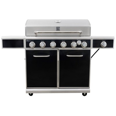 Kenmore 6-Burner Heavy Duty Grill with Silk Screen Control Panel Shelves and Side Burner PG-40602SRL