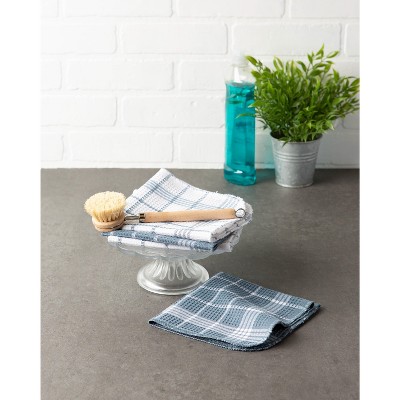 Blue and White Cotton Waffle Weave Dishcloth Set of 12