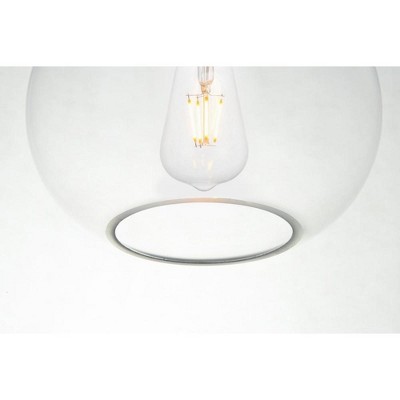 Brass and Clear Glass Globe Pendant Light with Adjustable Cord