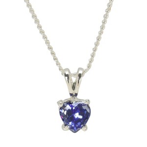 Stay Forever Young September Birthday Girl Blue Heart Pendant 18 Inch Silver Plated Birthstone Necklace in Jewelry Box - 1 of 3