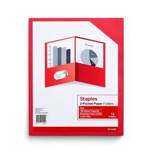 Staples 2-Pocket Folder Red 10/PK (13382-CC) - 1 of 4
