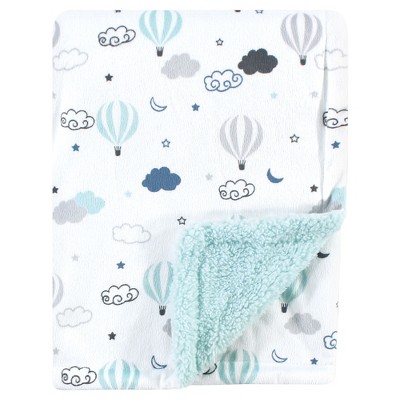 Hudson Baby Infant Plush Blanket with Sherpa Back, Hot Air Baloon, One Size