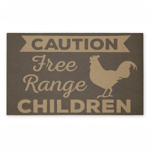 Stupell Industries Free Range Children Caution Printed Outdoor Door Mat, design by Dana Saulnier, 18"x30" - 1 of 4