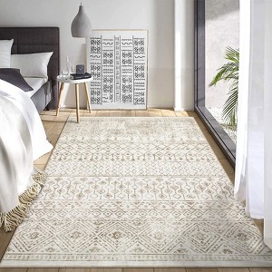 Boho Moroccan Area Rug  Machine Washable Non Slip Bedroom Rug Non Shedding Throw Soft Indoor Carpet - 1 of 4