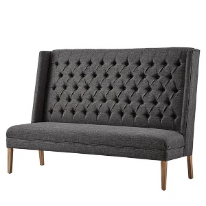 Highland Park Button Tufted Bench with Straight Back Charcoal - Inspire Q, Grey