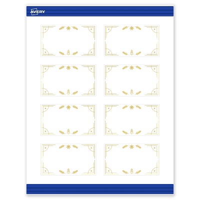 Avery Business Cards, 2" x 3.5", Gold-White Christmas Trees, 80