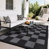 Outdoor Rug Modern Checkered Plaid Rug Waterproof Reversible Plastic Straw Rug for Patio Camping RV Balcony Backyard - 2 of 4