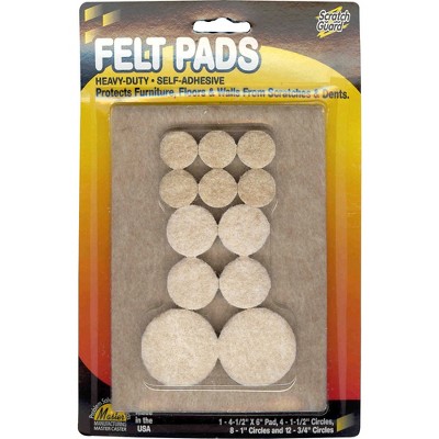 Master Manufacturing Round Felt Pads Assorted Sizes Combo 25/PK Beige 88499