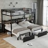 TIRAMISUBEST Full XL Over Twin Triple Bunk Bed with Drawers & Shelves, USB Charging, Space-Saving Metal Frame - Black - 4 of 4