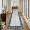 Modern Bordered Plaid Runner Rug 2x6 Ft Soft Thin Washable Hallway Runner with Non-Slip TPR Rubber Backing, Foldable Low Pile Non Shedding Rug - 4 of 4