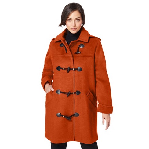 Jessica London Women’s Plus Size Hooded Toggle Coat, 24 W - Copper Red ...