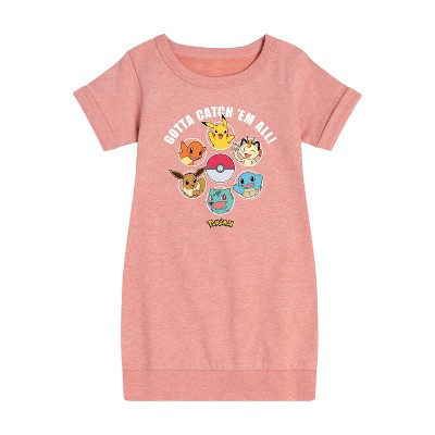 - Pokémon - Gotta Catch Em All Design Graphic Short Sleeve Fleece Dress