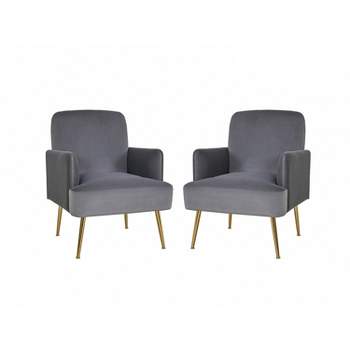 Set of 2 Rosa Transitional Comfy Living Room Armchair with Metal Legs | ARTFUL LIVING DESIGN