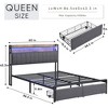NicBex Upholstered Bed Frame with Charging Station,Built-in LED Lights and 2 Drawers for Adults/Boys/Girls,Gray - 3 of 4