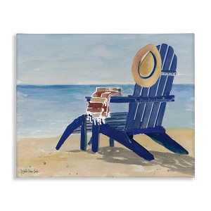 Stupell Industries Blue Beach Chair with Hat Canvas Art - 1 of 4