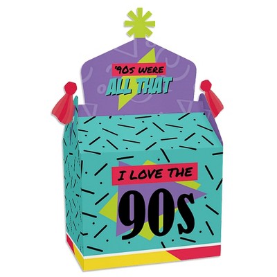 Big Dot of Happiness 90's Throwback - Treat Box Party Favors - 1990s Party Goodie Gable Boxes - Set of 12