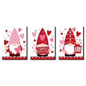 Big Dot of Happiness Valentine Gnomes -Valentine's Day Wall Art and Kids Room Decor - 7.5 x 10 inches - Set of 3 Prints