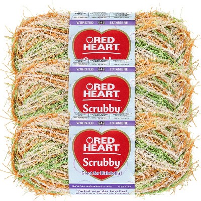 Red Heart Scrubby Candy Yarn - 3 Pack of 85g/3oz - Polyester - 4 Medium  (Worsted) - 78 Yards - Knitting/Crochet