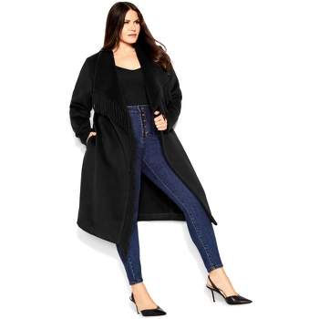 Women's Plus Size Amelia Coat - black | CITY CHIC