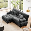 TiramisuBest Chenille Sectional Sofa, 2-Seater with Lumbar & Throw Pillows, Upholstered Wide Arm Sofa with Convertible Ottoman, White - 2 of 4
