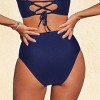 Women's Chic Navy High-Waisted Bikini Bottoms- Cupshe - 3 of 4