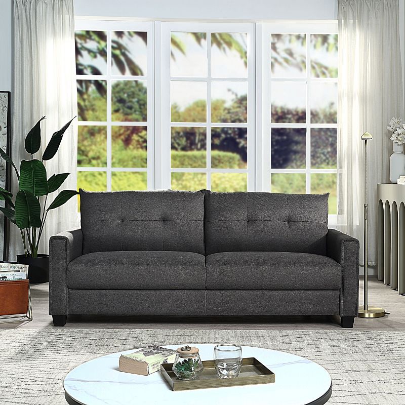 Modern 3-Seater Linen Upholstered Sofa - ModernLuxe, 2 of 7