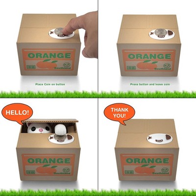 Adorable White Kitty Coin Stealing Piggy Bank