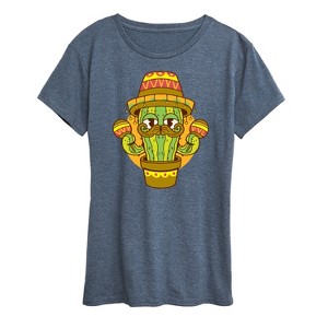 Women's - Instant Message - Cactus Sombrero Short Sleeve Graphic T-Shirt - 1 of 4