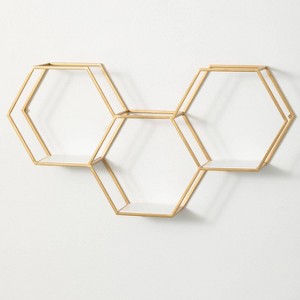 Sullivans Hexagonal Gold Metal Shelf 17.5"H Gold - 1 of 4