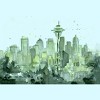 Men's Design By Humans Seattle Space Needle Watercolor By OlechkaDesign T-Shirt - 2 of 3