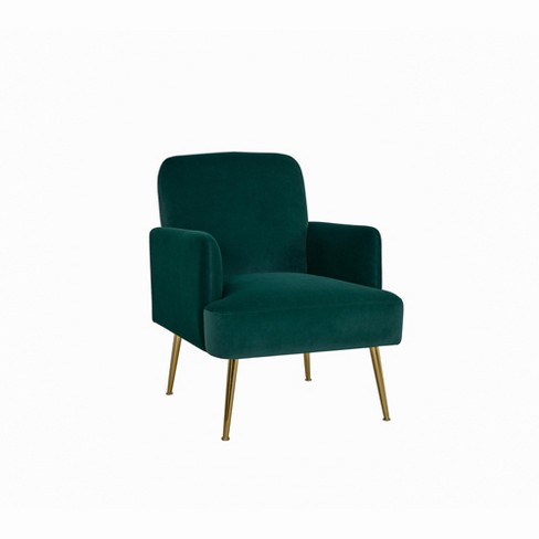 Rosa Transitional Comfy Living Room Armchair with Metal Legs ARTFUL LIVING DESIGN GREEN