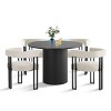 41.5" Dining Set for 4,Pedestal Round Dining Table with 4 Upholstered Chenille Dining Chair with Arm for Dining Room,Farmhouse-Tanpinhause - 2 of 4