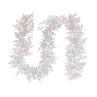 HGTV Pre-lit Coral Artificial Christmas Garland with Warm White LED Lights