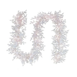 HGTV Pre-lit Coral Artificial Christmas Garland with Warm White LED Lights - 1 of 4