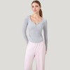 Anna-Kaci Active Women's Long Sleeve Henley Activewear Top with Scoop Neckline and Streamlined Fitted Silhouette - 2 of 4