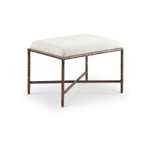 Meridian Furniture,Valley Cream Chenille Fabric Bench - 1 of 4